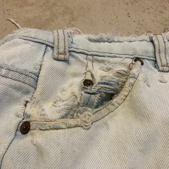 Vintage 1989 Levi's 631 Light Wash Distressed Jeans Orange Tag - Picture 3 of 7
